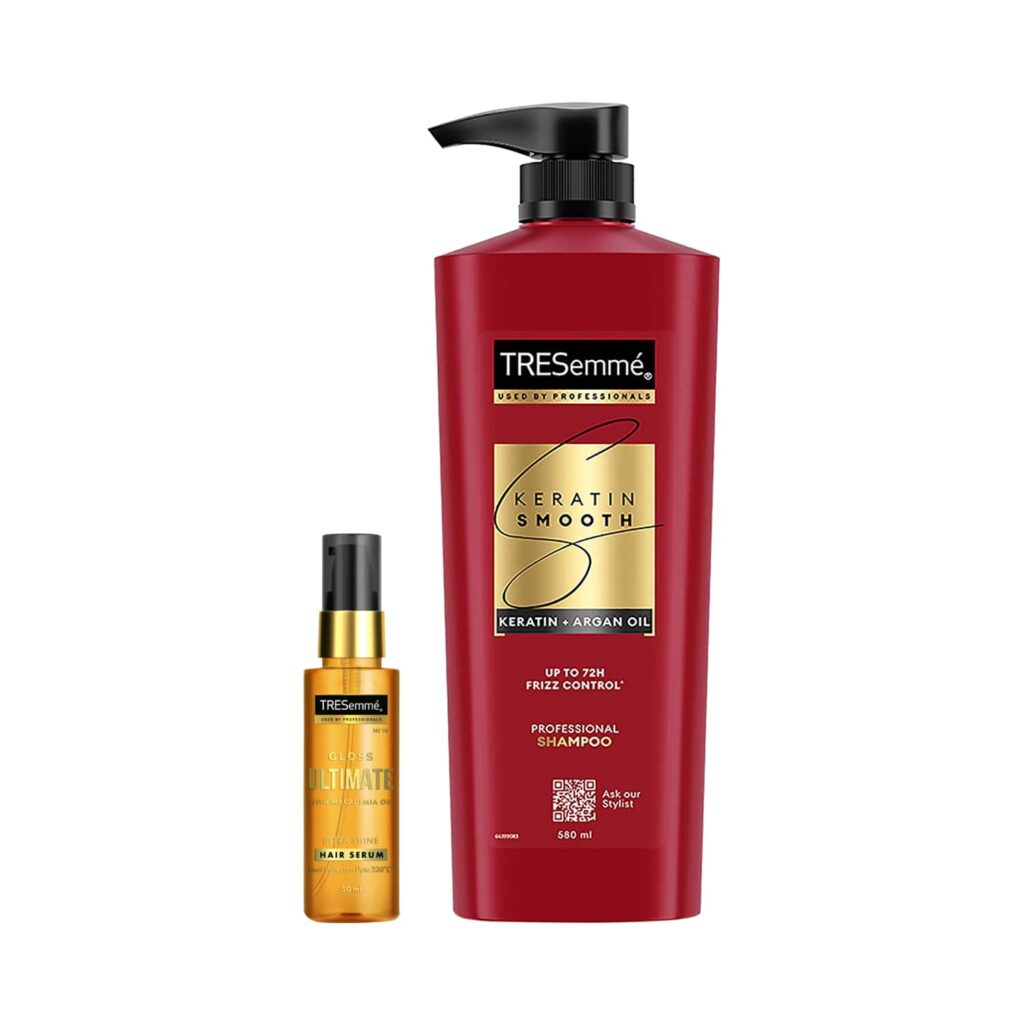 Tresemme Keratin Smooth Shampoo (580 ml) + Gloss Ultimate Hair Serum (50 ml) Combo - Tresemme