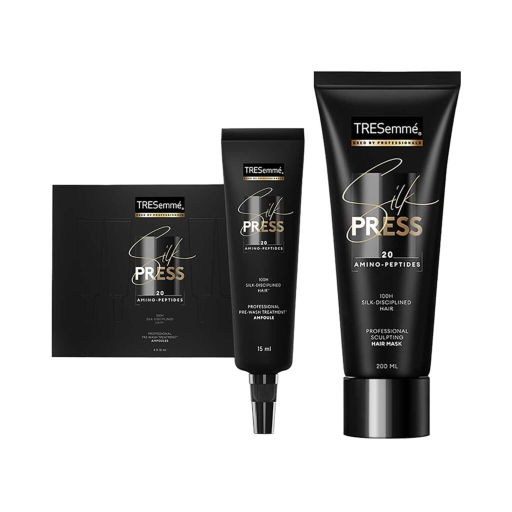 Tresemme Silk Press Pre-Wash Treatment Ampoules 4's & Sculpting Hair Mask (200 ml) Combo - Tresemme