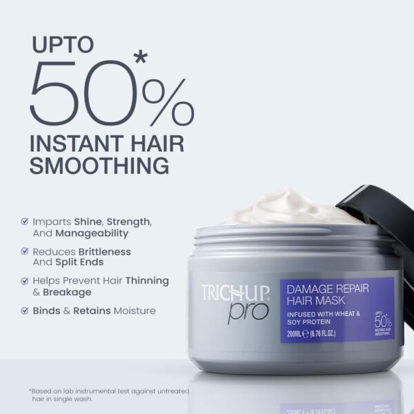 Trichup Pro Damage Repair Hair Mask for Dry Frizzy Hair, Improves Strength and Manageability (200 ml) - Trichup