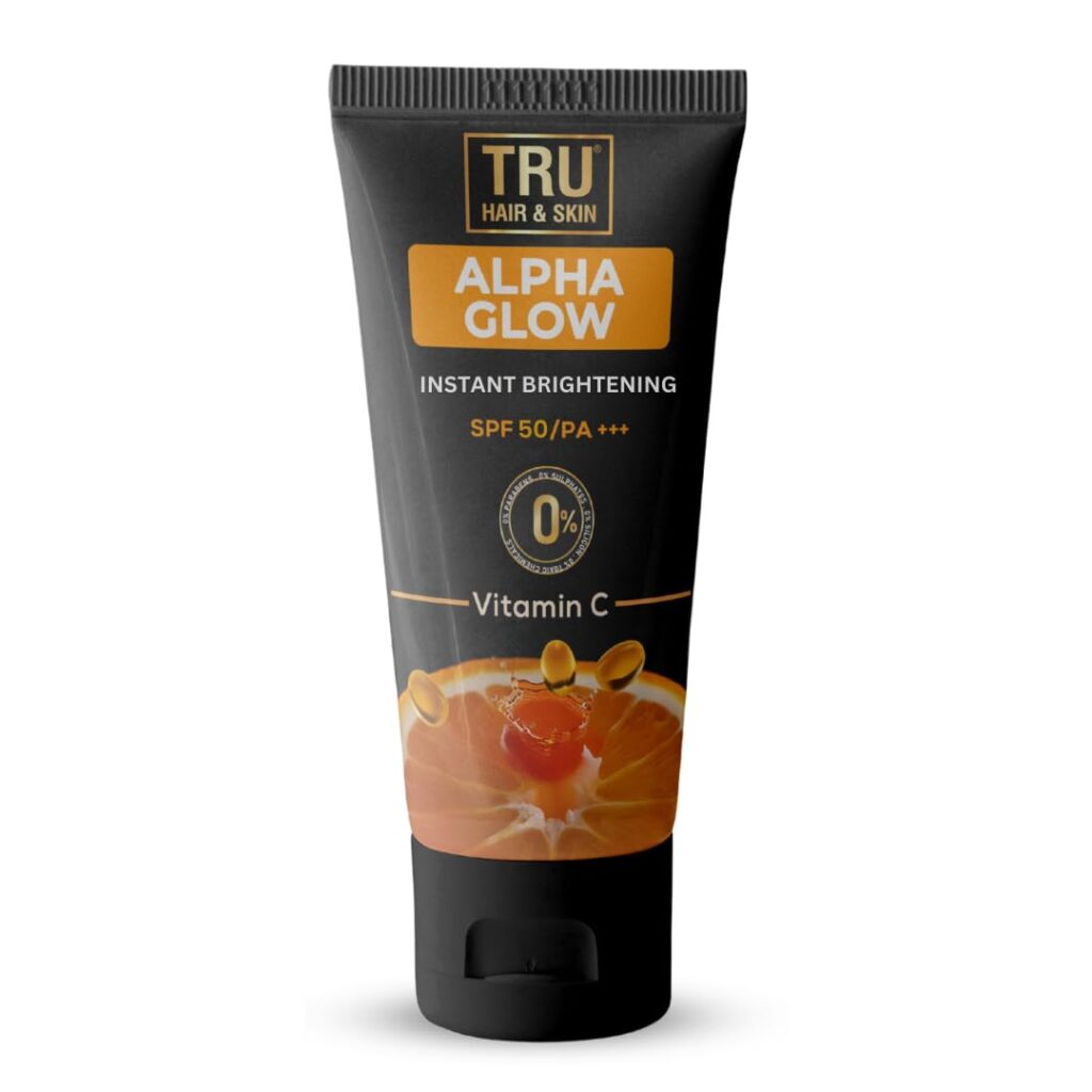 TRU HAIR & SKIN Alpha Glow Instant Brightening SPF 50 | PA+++ | 50gm