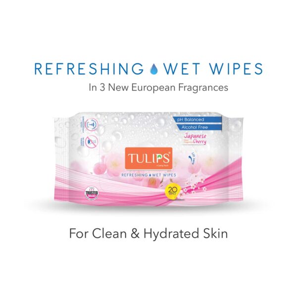 Tulips Refreshing Wet Wipes (Japanese Cherry) Combo - (Pack Of 2) - Tulips