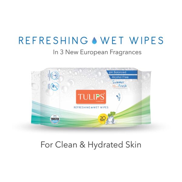 Tulips Refreshing Wet Wipes (Summer Fresh ) Combo - (Pack Of 2) - Tulips