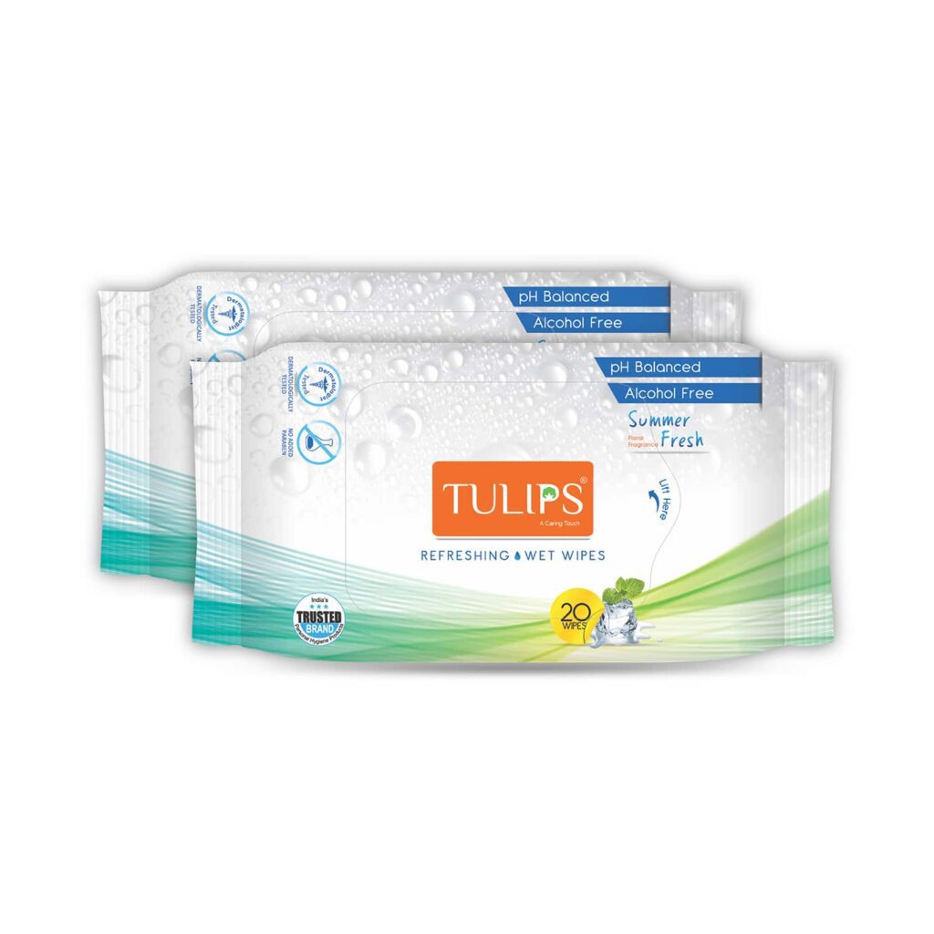 Tulips Refreshing Wet Wipes (Summer Fresh ) Combo - (Pack Of 2) - Tulips