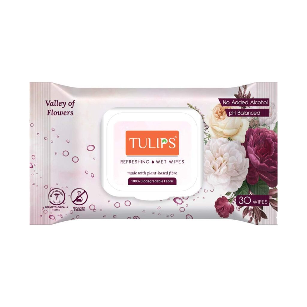 Tulips Refreshing Wet Wipes Valley of Flowers - (30 pcs) - Tulips