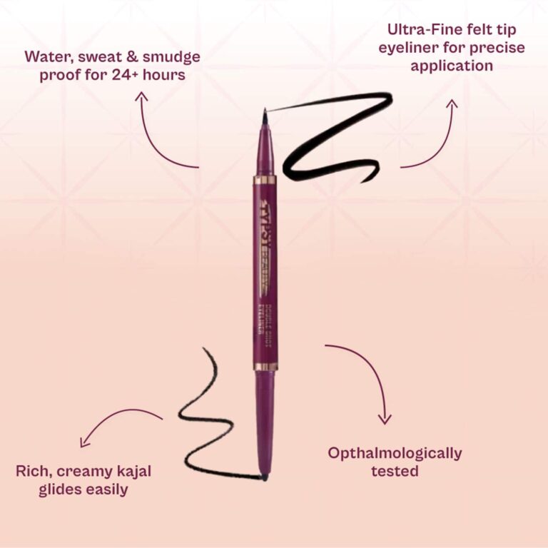 Typsy Beauty Double Shot Kajal Pen With Liner - Black (0.65g) - Typsy Beauty