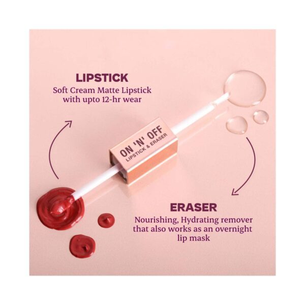 Typsy Beauty On 'N' Off Lipstick and Eraser - 06 Rum Pum Pum (4.5 ml) - Typsy Beauty