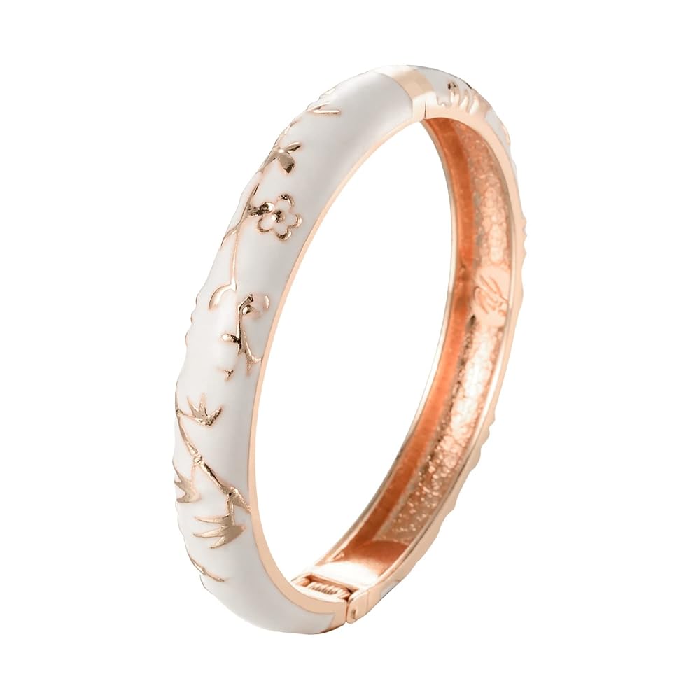 UJOY Bracelets Enameled Floral Cloisonne Gift Gold Plated Cuff Bangles Jewelry