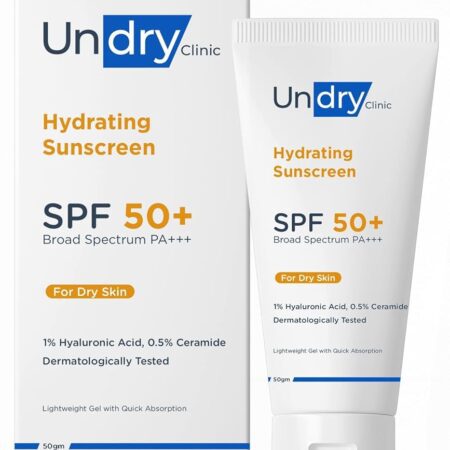 Undry Hydrating Sunscreen for Dry Skin (50gm) Lightweight, Photostable Sunscreen SPF 50 Broad Spectrum Sun Screen Protector SPF 50 Sunscreen for Women & Sunscreen for Men; Sun...