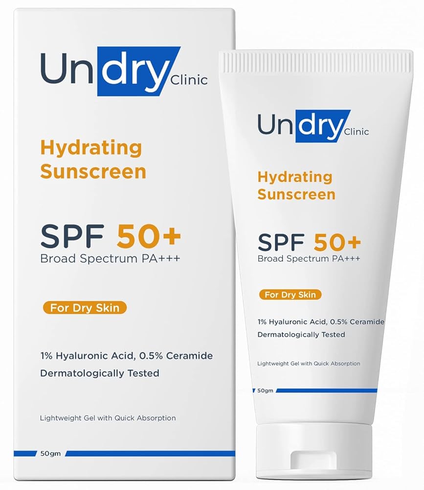 Undry Hydrating Sunscreen for Dry Skin (50gm) Lightweight, Photostable Sunscreen SPF 50 Broad Spectrum Sun Screen Protector SPF 50 Sunscreen for Women & Sunscreen for Men; Sun...