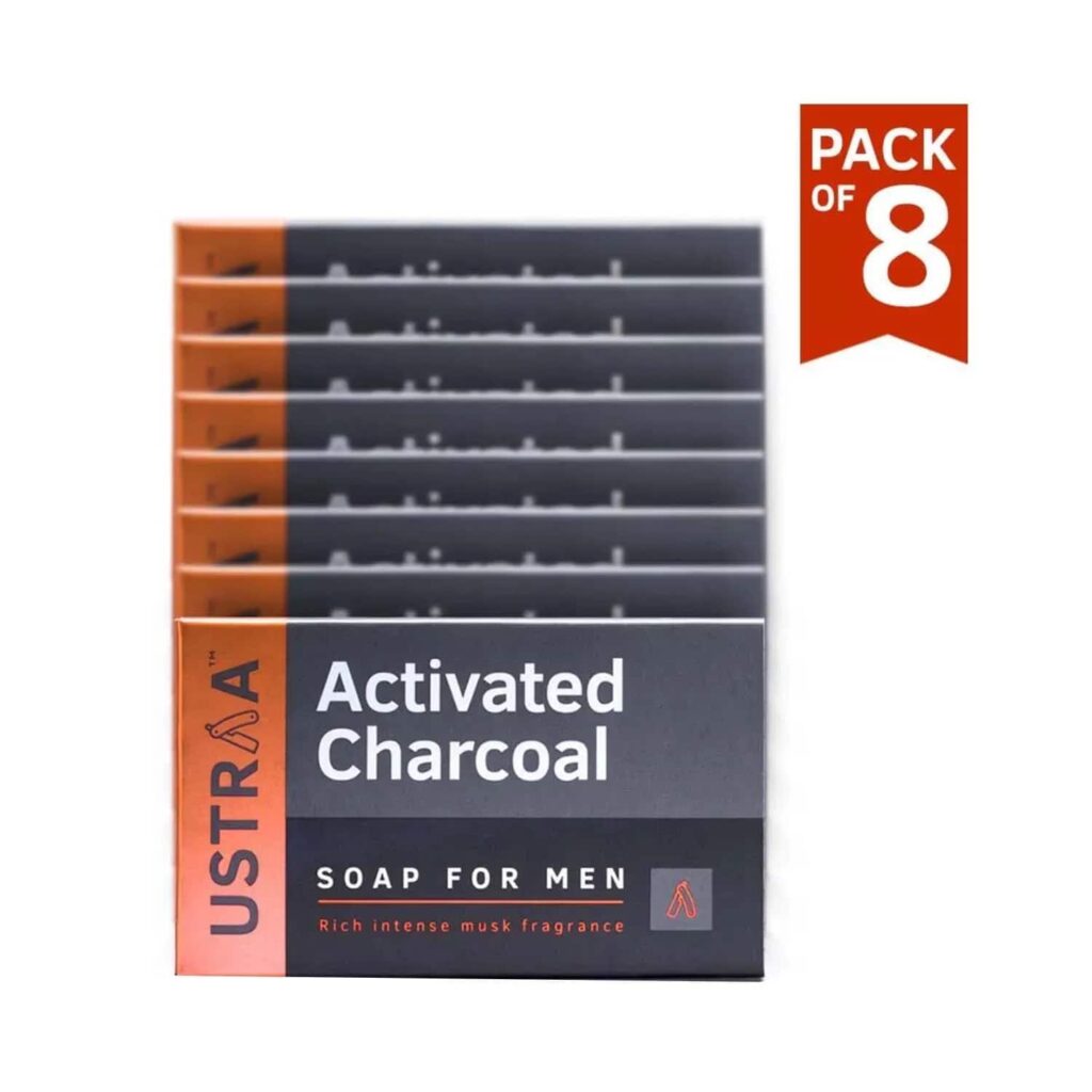 Ustraa Activated Charcoal Deodorizing Soap - (8 Pcs) - Ustraa
