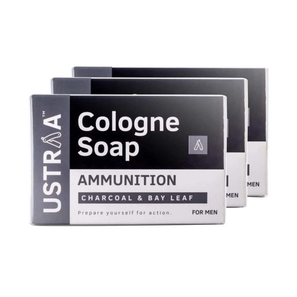 Ustraa Ammunition Charcoal & Bay Leaf Cologne Soap - (3 Pcs) - Ustraa