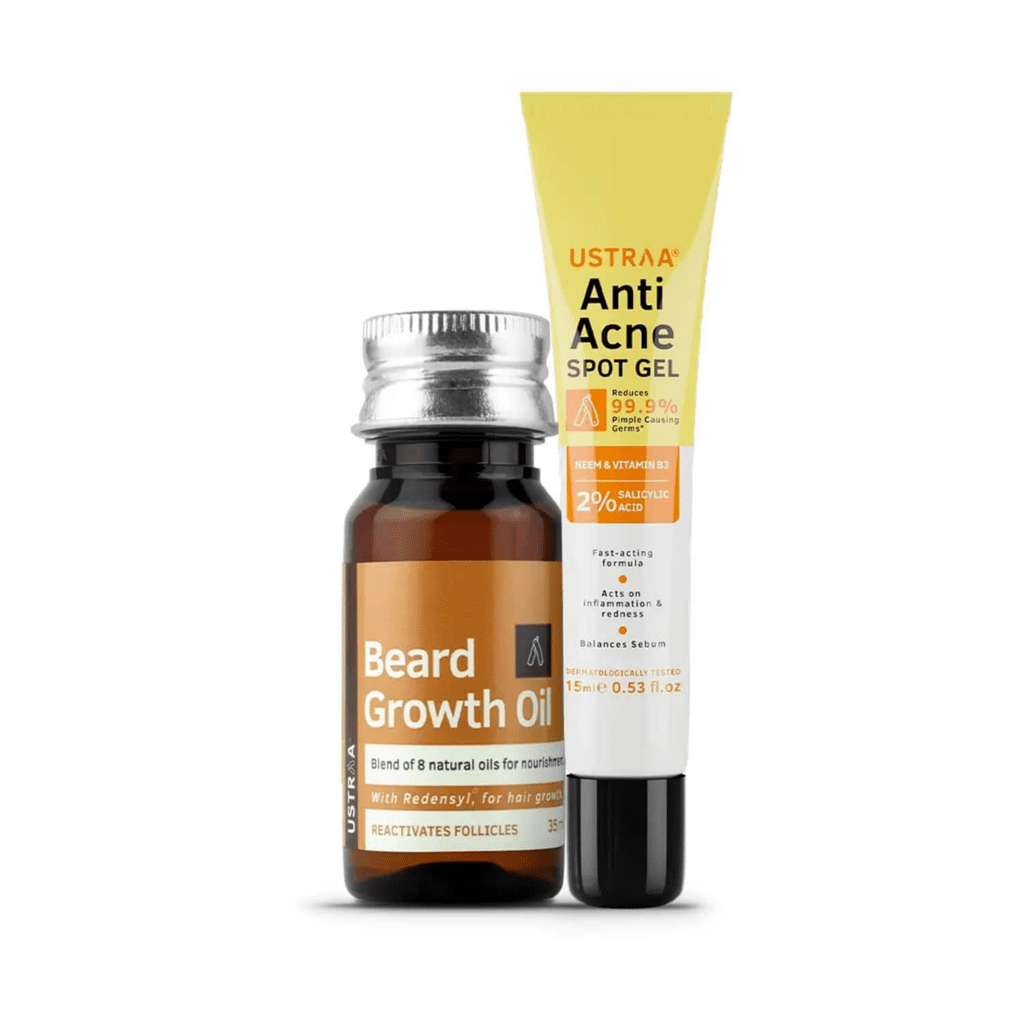 Ustraa Anti Acne Spot Gel & Beard Growth Oil Combo - Ustraa