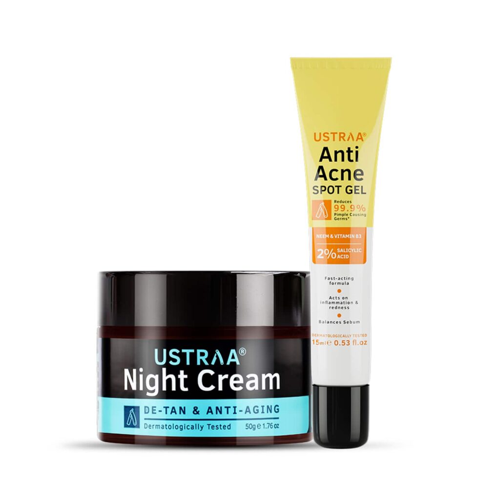 Ustraa Anti Acne Spot Gel & Night Cream Combo - Ustraa