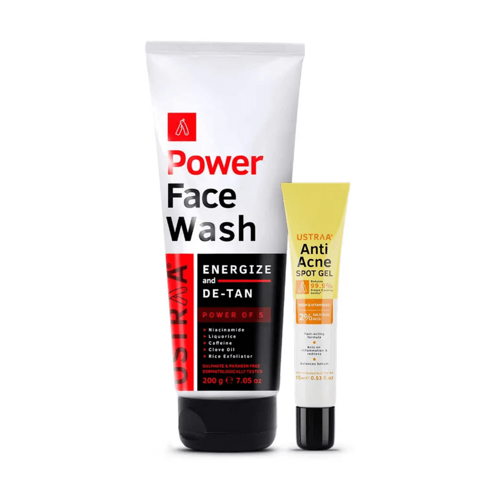 Ustraa Anti Acne Spot Gel & Power Face Wash Combo - Ustraa