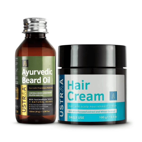 Ustraa Ayurvedic Beard Growth Oil & Hair Cream - Daily Use - Ustraa