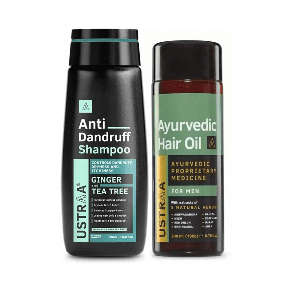 Ustraa Ayurvedic Hair Oil & Anti Dandruff Shampoo - Ustraa
