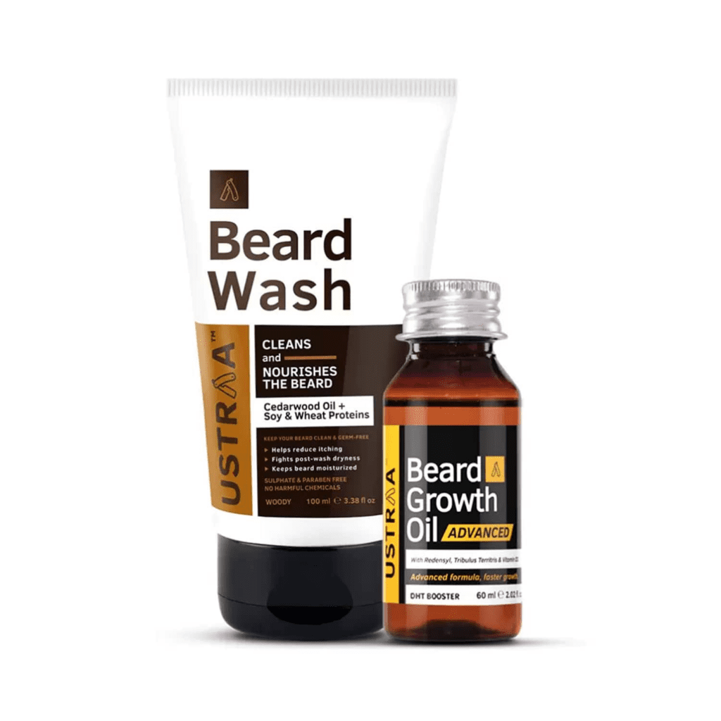 Ustraa Beard Growth Oil Advanced 60ml & Beard Wash Woody - Ustraa