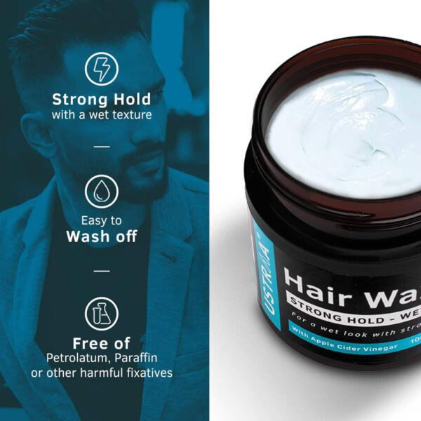 Ustraa Beard Growth Oil Advanced 60ml, Hair Wax Wet Look 100g & Anti-hair Fall Shampoo 250ml - 3pcs - Ustraa