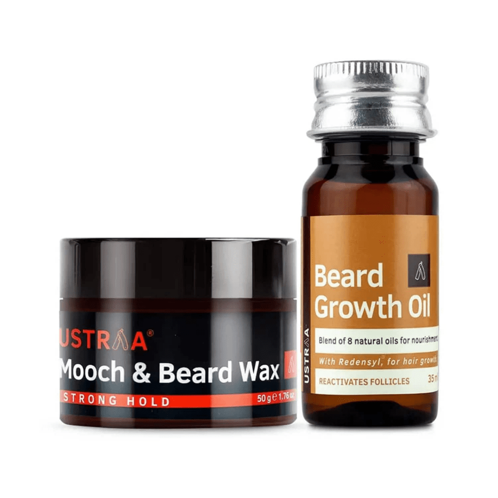 Ustraa Beard Growth Oil and Beard & Mooch Wax - Ustraa