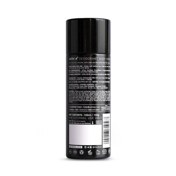 Ustraa Black Deodorant 150ml & De-tan Face Cream 50g - (2 Pcs) - Ustraa