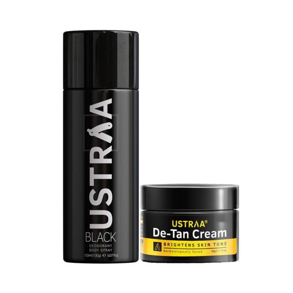 Ustraa Black Deodorant 150ml & De-tan Face Cream 50g - (2 Pcs) - Ustraa