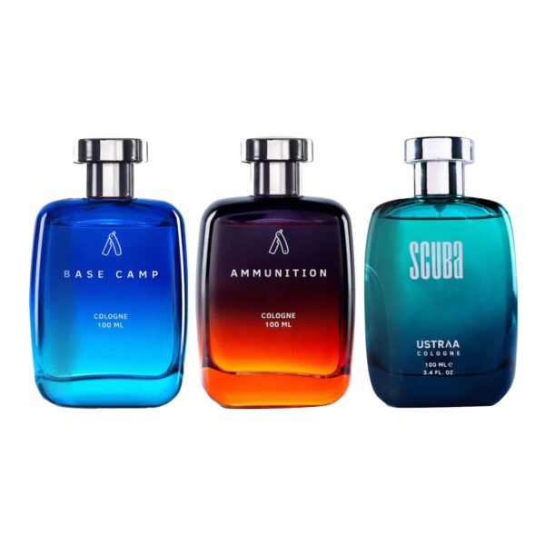 Ustraa Cologne For Men Deep And Fresh Scuba, Cologne For Menbase & Ammunition Perfume Combo - Ustraa