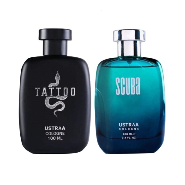 Ustraa Cologne for Men - Tattoo (100 ml) & Cologne for Men Deep and Fresh - Scuba (100 ml) Combo - Ustraa