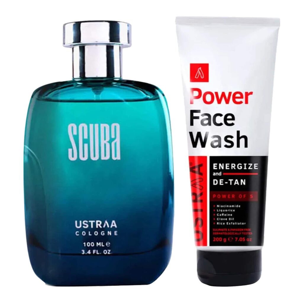 Ustraa Energize And De-Tan Power Face Wash & Cologne For Men Deep And Fresh Scuba Combo - Ustraa
