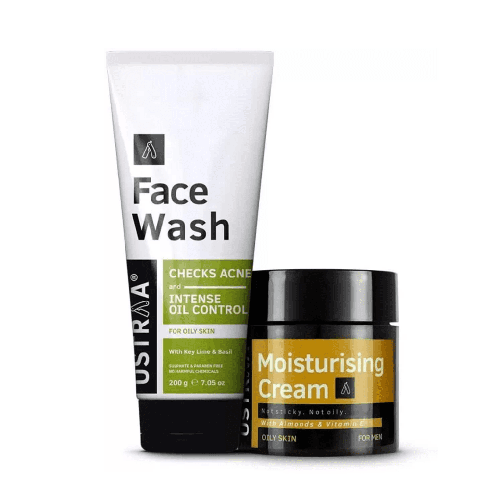 Ustraa Face Wash Oily Skin 200g & Moisturising Cream Oily Skin 100g - (2 Pcs) - Ustraa