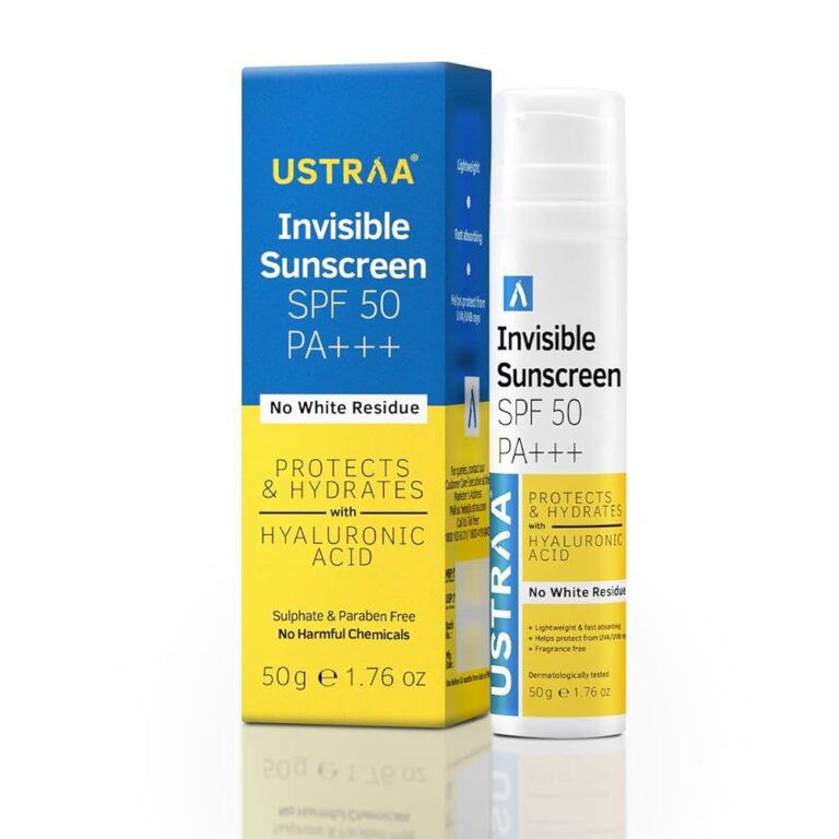 Ustraa Invisible Sunscreen For All Skin Type - Spf 50 & Pa+++ | 50G | No White Residue | Lightweight & Fast Absorbing | With Hyaluronic Acid | For Men & Women | Fragrance-Free