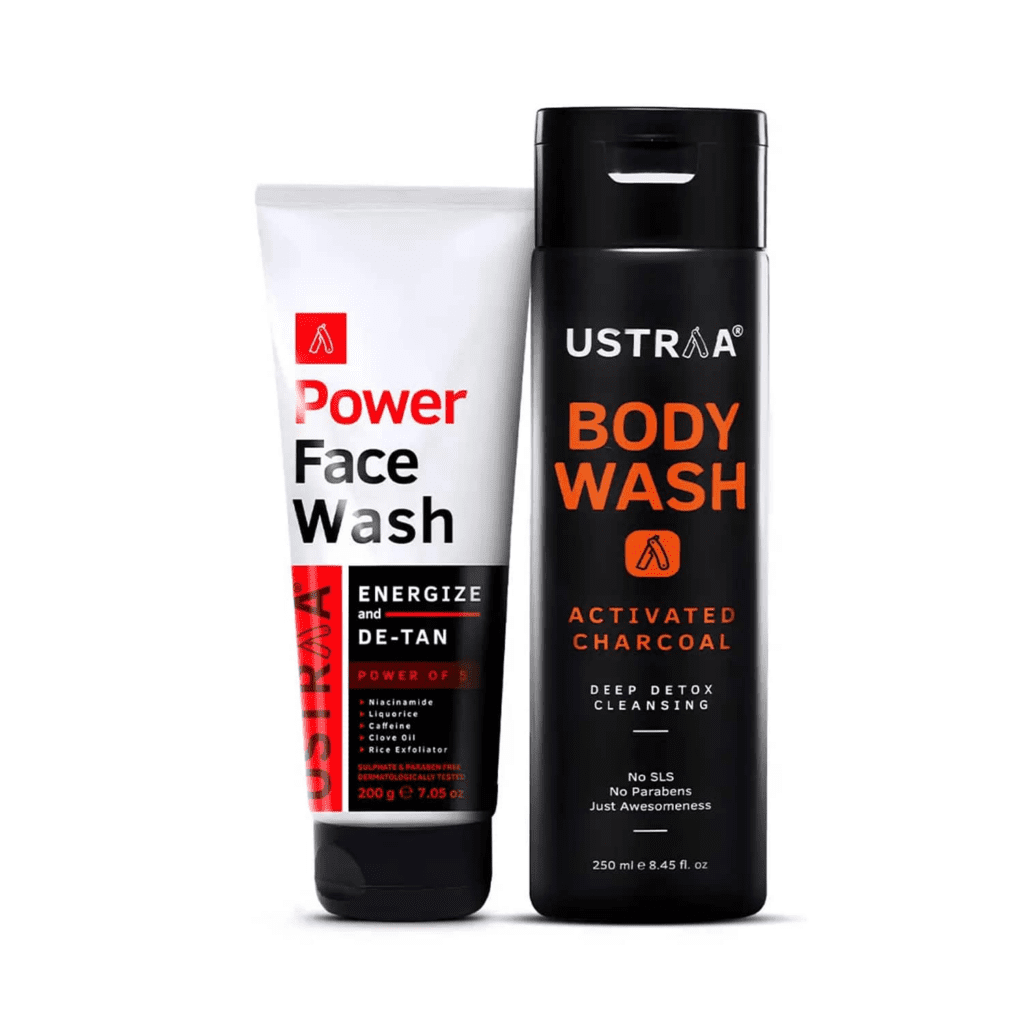Ustraa Power Face Wash De-Tan & Activated Charcoal Body Wash - Ustraa