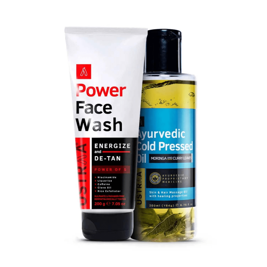 Ustraa Power Face Wash De-tan & Ayurvedic Cold Pressed Oil - Ustraa