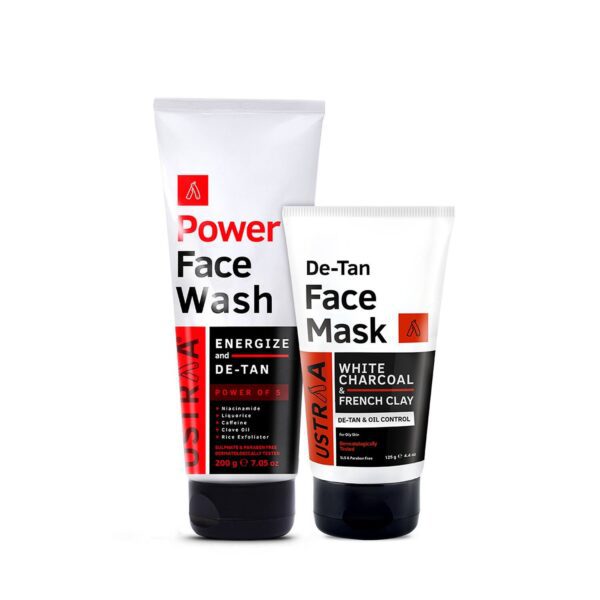Ustraa Power Face Wash De-Tan & De-Tan Face Mask - Oily Skin - Ustraa