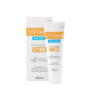 UV Doux Blue Light Tinted Sunscreen Gel SPF 50 PA+++ Broad Spectrum | Blue Light & UVA/UVB Protection | Matte Finish with Sweat & Water Resistant For Men & Women | Dermatologist...