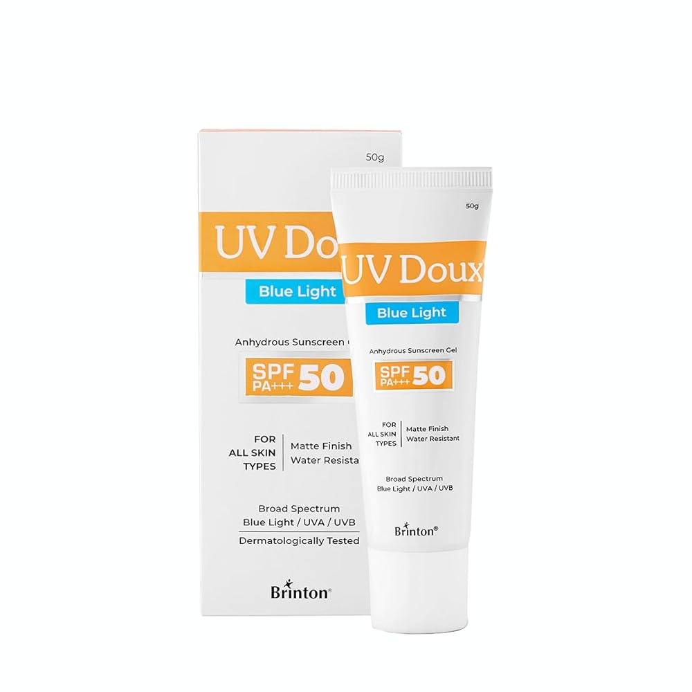 UV Doux Blue Light Tinted Sunscreen Gel SPF 50 PA+++ Broad Spectrum | Blue Light & UVA/UVB Protection | Matte Finish with Sweat & Water Resistant For Men & Women | Dermatologist...