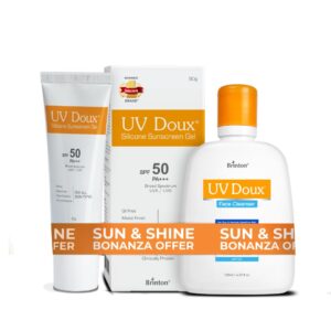 UV Doux Silicone Sunscreen Gel SPF50 PA+++ 50gm & UV Doux Face Cleanser 125ml Combo | Ultimate Skincare Duo for Sun Protection & Deep Cleansing | Non-Greasy, Dermatologist-Tested