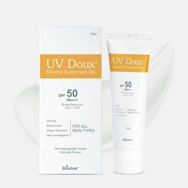 UV Doux Silicone Sunscreen Gel with SPF 50 and PA+++ Broad Spectrum for Face & Body with No White Cast| Non Comedogenic, Paraben Free | Clinically Proven & Dermatologist...