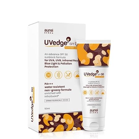 Uvedge Sunscreen Lotion SPF 50 Advanced Sunblock Formula, All