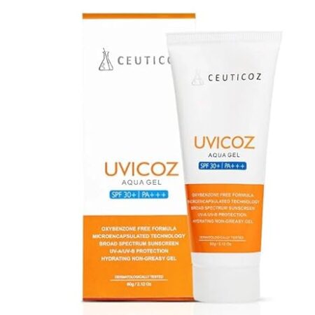 Uvicoz Aqua Gel – Broad Spectrum SPF 30+ PA+++ Sunscreen | Lightweight & Non-Greasy | Oxybenzone-Free | Microencapsulation Technology ) 60gm
