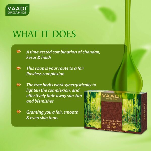Vaadi Herbals Becalming Tea Tree Anti-Acne Soap (75g) - Vaadi Herbals
