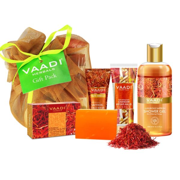 Vaadi Herbals Luxurious Saffron Skin Whitening Set - (4Pcs) - Vaadi Herbals