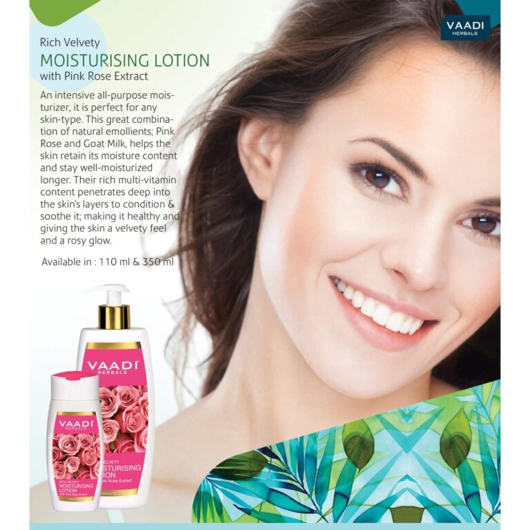 Vaadi Herbals Moisturising Lotion With Pink Rose Extract (110ml) - Vaadi Herbals