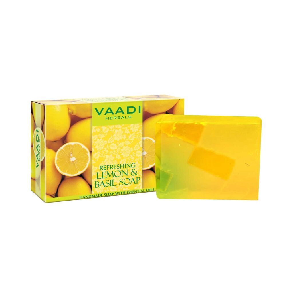 Vaadi Herbals Refreshing Lemon & Basil Handmade Soap (75g) - Vaadi Herbals