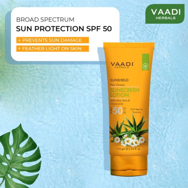 Vaadi Herbals Sunscreen Lotion SPF 50 With Aloe Vera and Chamomile (110g) - Vaadi Herbals