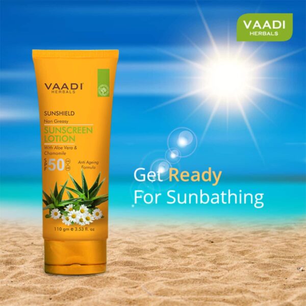 Vaadi Herbals Sunscreen Lotion SPF 50 With Aloe Vera and Chamomile (110g) - Vaadi Herbals