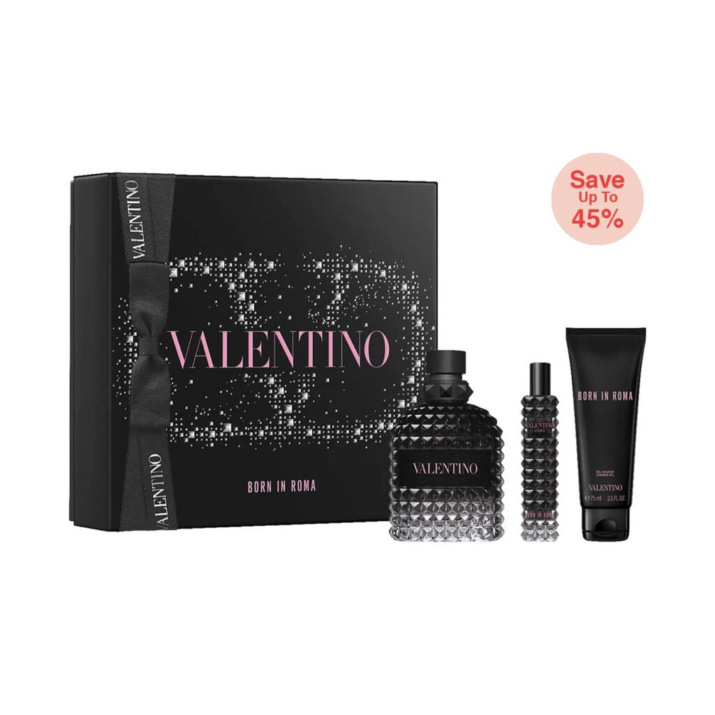 Valentino Born In Roma Uomo Set Include Eau De Parfum with Shower Gel & Travel Size Spray (3Pcs) - Valentino