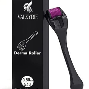 VALKYRIE Derma Roller with Titanium Alloy Micro Needles and Storage Case For Scalp, Face and Beard- 0.50mm