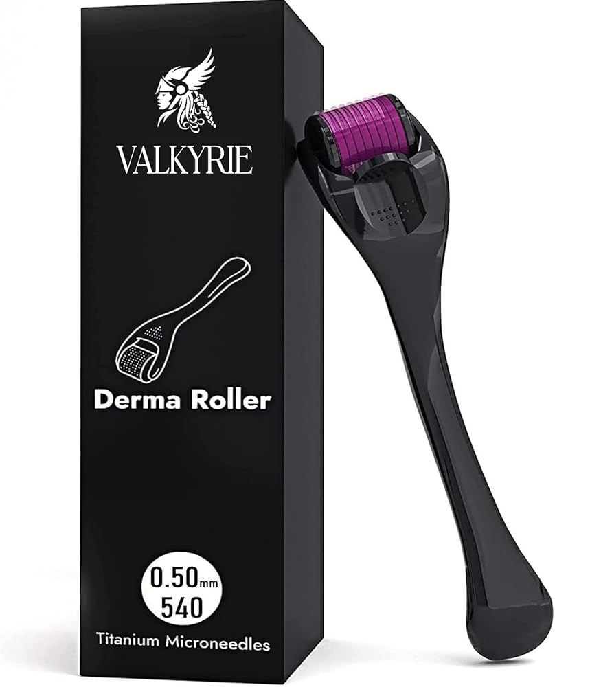 VALKYRIE Derma Roller with Titanium Alloy Micro Needles and Storage Case For Scalp, Face and Beard- 0.50mm