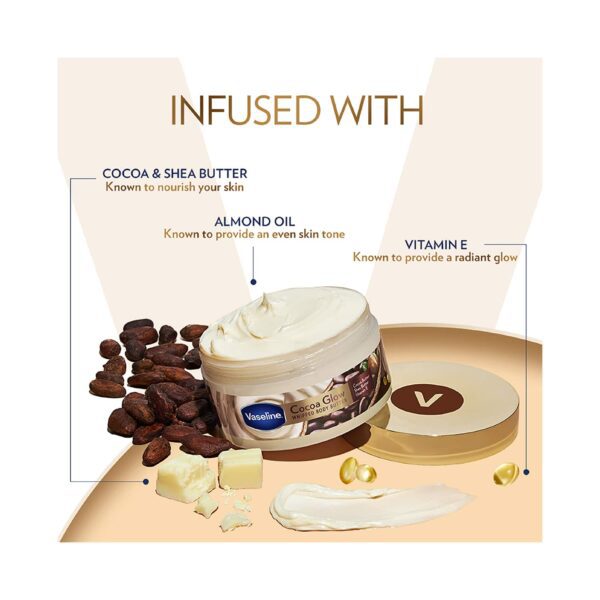 Vaseline Cocoa Glow Whipped Body Butter with Cocoa & Shea Butter for Glowing Soft Skin (180g) - Vaseline