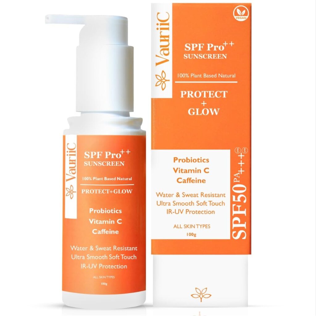 VauriiC Sunscreen Lotion SPF-50 PA+++ 100 ml | For Broad Spectrum | UVA & UVB Protection | No White Cast | Blue Light Protection | Brightens & Hydrates Skin | Skin Sun...